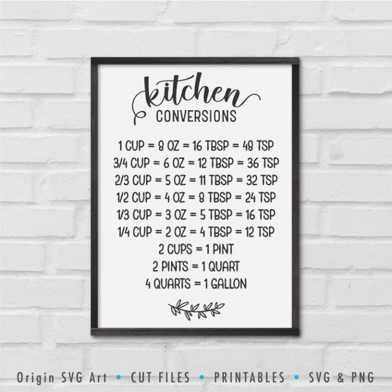 Kitchen Conversions Chart SVG - Origin SVG Art