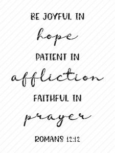 Be Joyful in Hope Patient in Affliction Faithful in Prayer, Romans 12: ...