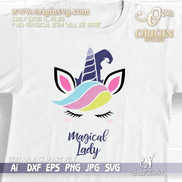 magical lady unicorn svg