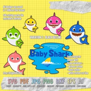 Baby Shark Set 1 – Pinkfong Baby Shark Title and Baby Shark Family ...