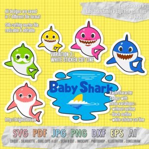 Baby Shark Set 1 - Pinkfong Baby Shark Title and Baby Shark Family ...