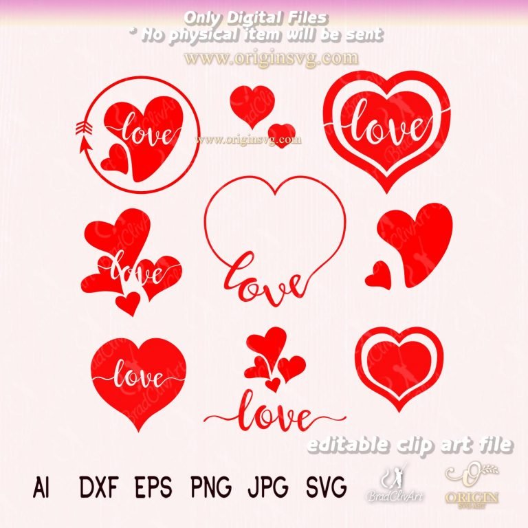 Valentine Hearts SVG Vector and image set for cutting file – Origin SVG Art