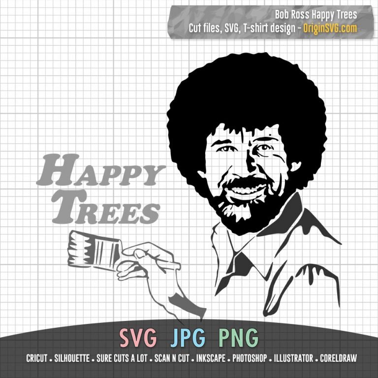 Bob Ross Happy Trees SVG Silhouette - Origin SVG Art