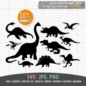 Dinosaur Clip Art, Dinosaur Silhouette, Kids Dinosaurs T-shirt, cut ...