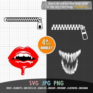 Zipper SVG for Face Mask Design Venom Teeth Dripping Vampire Lips ...