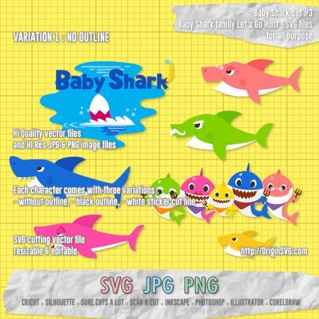 Baby Shark Set 3 - Pinkfong Baby Shark Lets Go Hunt - Origin SVG Art