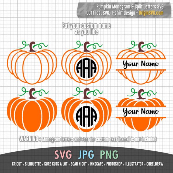 pumpkin SVG split letter monogram