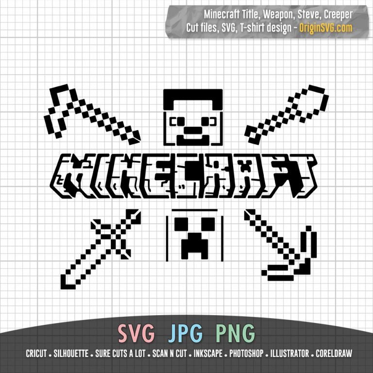 Minecraft All Steve Creeper Title Weapons Origin SVG Art