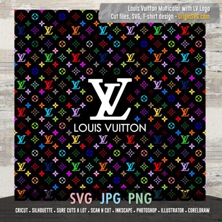 L and V Pattern Multicolor with L and V Logo – Origin SVG Art