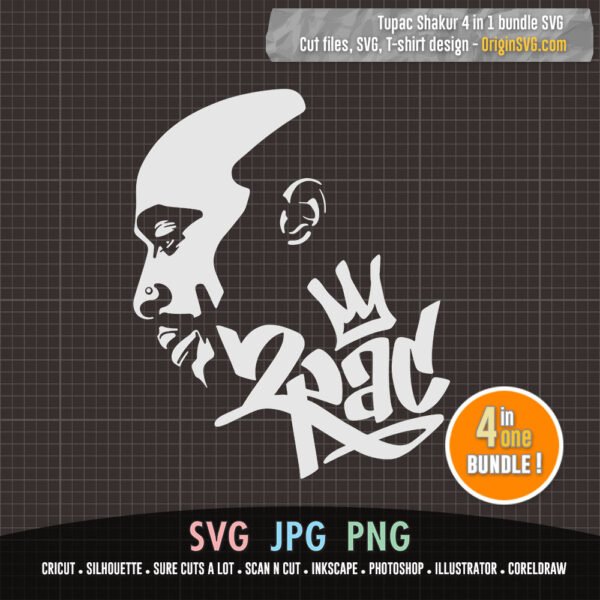 Tupac Shakur 2PAC portrait SVG bundle