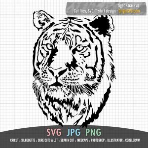 Tiger Face SVG Cut Files in Black and in Color - Origin SVG Art