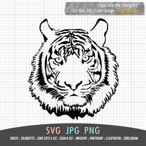 Tiger Face SVG - Design#2 Cut Files in Black and in Color - Origin SVG Art