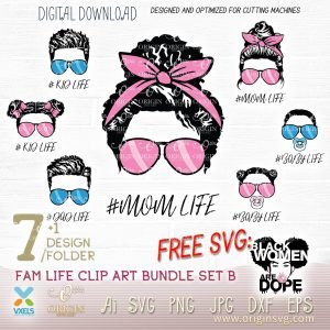 Afro Fam life Svg Bundle Mom Life svg | afro Dad Kid Life svg | Baby ...