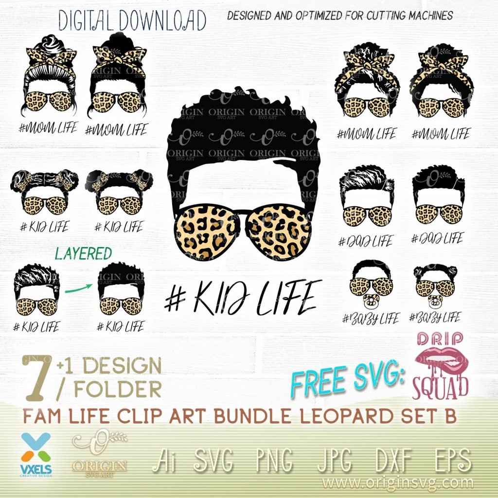 Leopard Afro fam life Svg | Dad Mom Life svg | leopard afro Kids svg ...