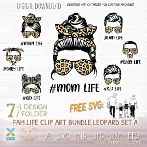 Fam life Svg Leopard version Dad Mom Life svg Kids svg | Baby Boy Girl ...