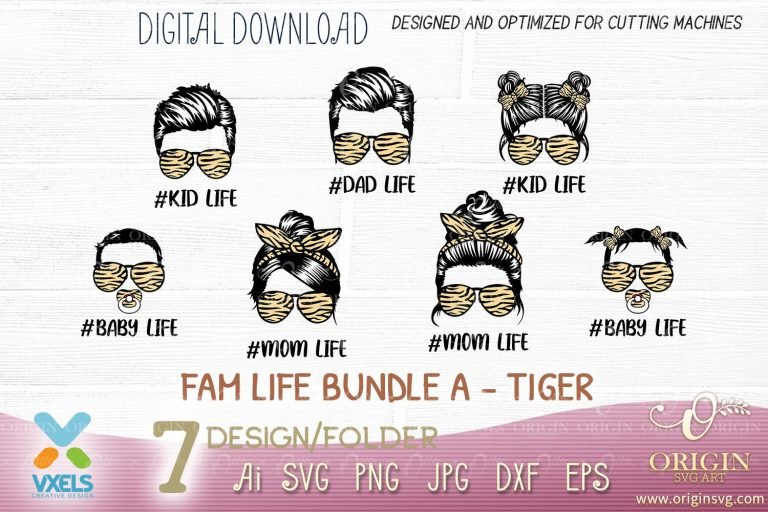 Fam life Svg tiger Dad Mom Life svg Kids | Baby Boy Girl | Tiger Family