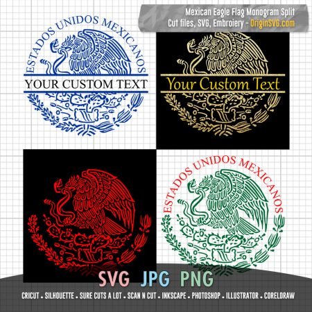 Mexican Eagle Flag Monogram Split SVG in 4 Variation - Origin SVG Art