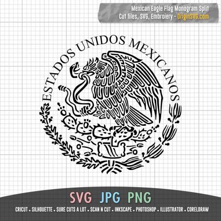 Mexican Eagle Flag Monogram Split SVG in 4 Variation – Origin SVG Art