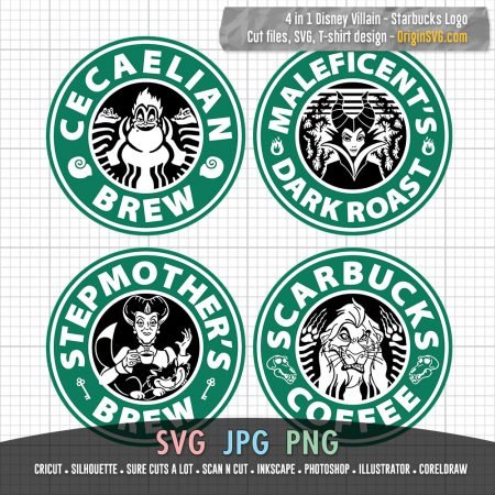 D Villain 4 in 1 Coffee Logo - Ursula Stepmother Maleficent Scar ...