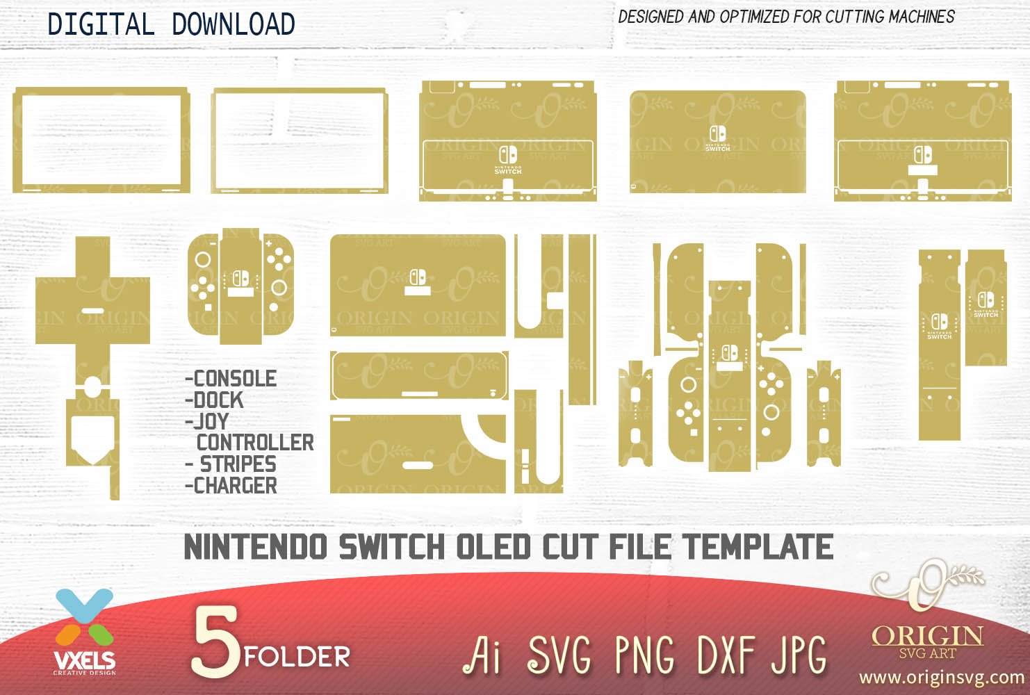 Nintendo Switch Skin Template SVG Cut File Nintendo Switch Console 