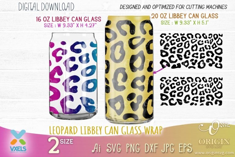 Libbey Glass Can 16oz 20oz Leopard Print Svg Files For   Etsy