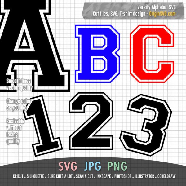 Varsity Alphabet ABC Font SVG