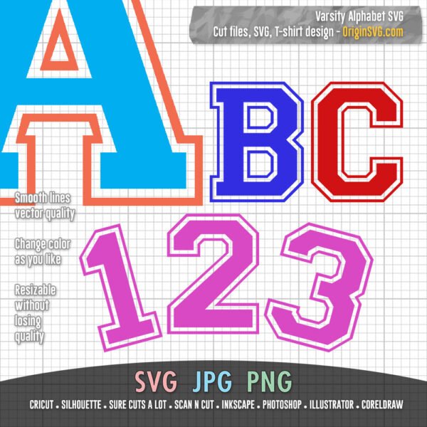 Varsity Alphabet ABC Font SVG