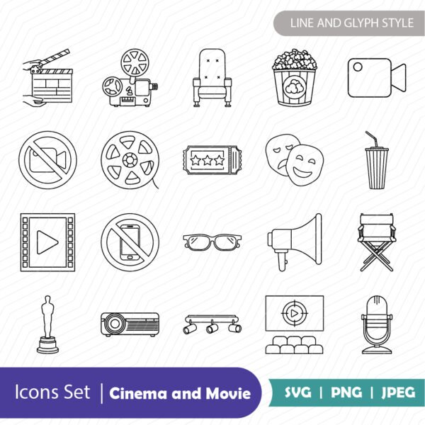 Cinema and Movie Icons Set